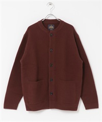 漢密爾頓羊毛平編開襟衫(深紅色-M-BORDEAUX)