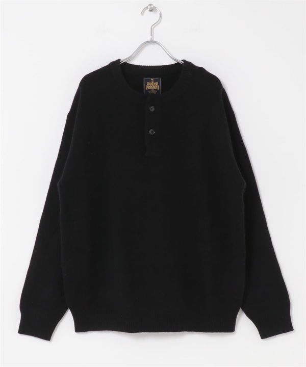 漢密爾頓羊毛亨利領針織衫(黑色-M-BLACK)