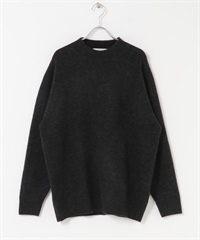 混羊毛彈性高領針織衫(炭灰色-M-CHARCOAL GRAY)