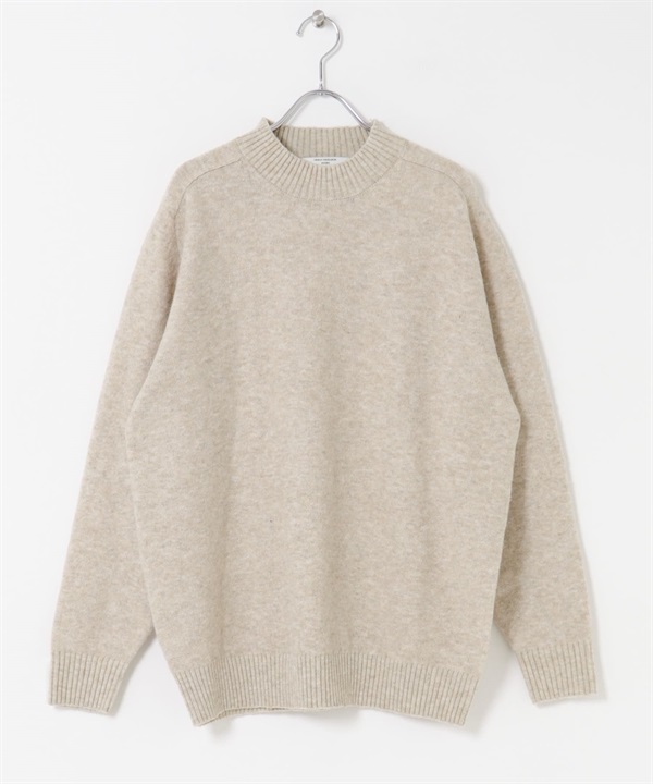 混羊毛彈性高領針織衫(米膚色-M-L.BEIGE)