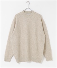 混羊毛彈性高領針織衫(米膚色-M-L.BEIGE)