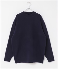 混羊毛彈性高領針織衫(藏青色-M-NAVY)