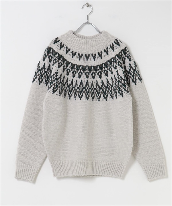 向心狀微高領針織衫(米色-M-其他白色)