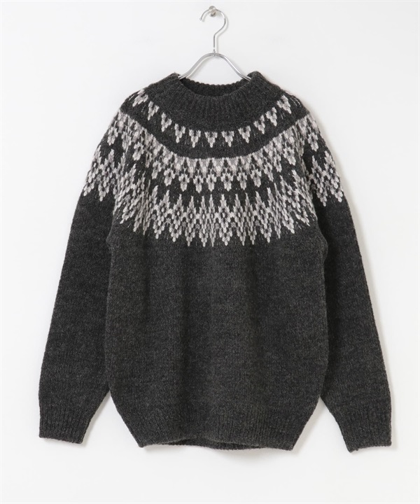 向心狀微高領針織衫(炭灰色-M-其他灰色)