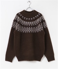 向心狀微高領針織衫(棕色-M-其他棕色)