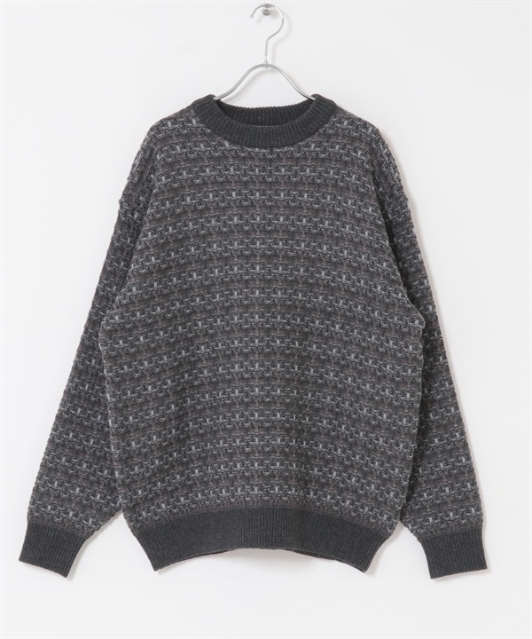 仿粗花呢橫紋針織衫(灰色-M-其他灰色)