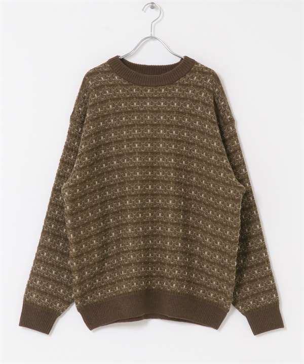 仿粗花呢橫紋針織衫(棕色-M-其他棕色)