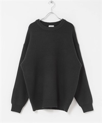 畦編圓領針織衫(炭灰色-M-CHARCOAL GRAY)