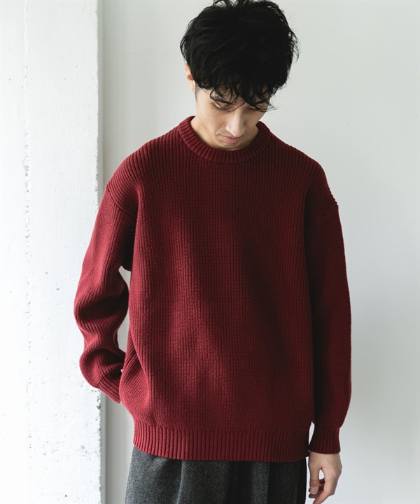 畦編圓領針織衫