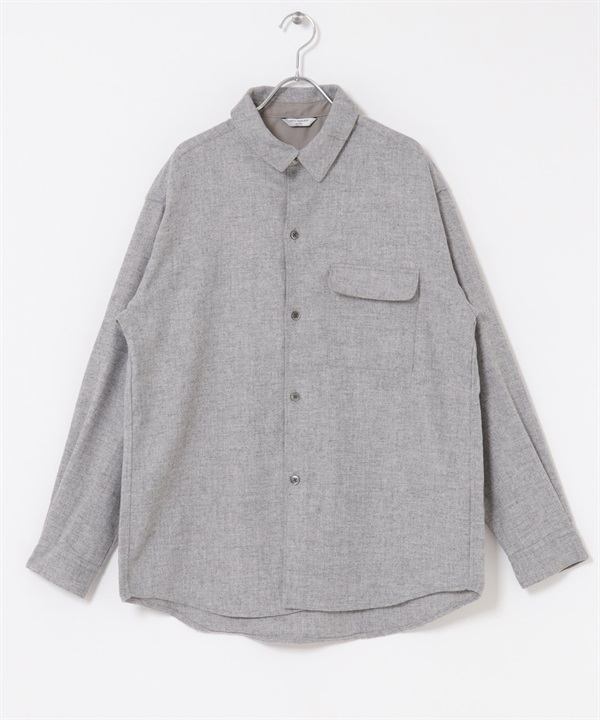 法蘭絨標準領襯衫(灰色-M-LIGHT GRAY)