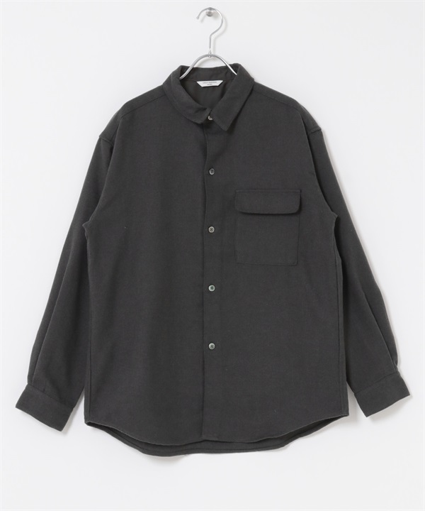 法蘭絨標準領襯衫(炭灰色-M-CHARCOAL GRAY)