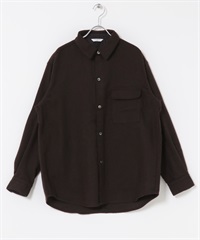 法蘭絨標準領襯衫(棕色-M-BROWN)