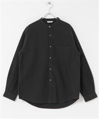 雙面起毛法蘭絨立領襯衫(炭灰色-M-CHARCOAL GRAY)