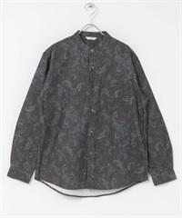 雙面起毛法蘭絨立領襯衫(佩茲利紋-M-其他棕色)