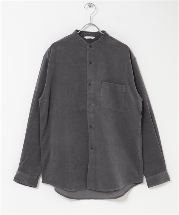 UR TECH 燈芯絨立領襯衫(炭灰色-M-CHARCOAL GRAY)