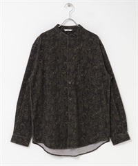 UR TECH 燈芯絨立領襯衫(佩茲利紋-M-其他棕色)