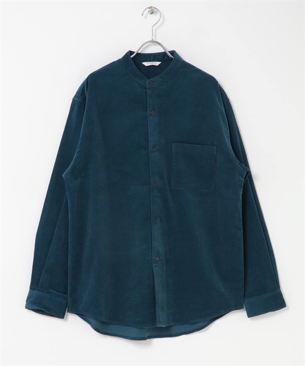 UR TECH 燈芯絨立領襯衫(藍綠色-M-其他綠色)