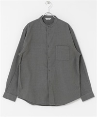 防皺起毛法蘭絨立領襯衫(千鳥-M-其他黑色)