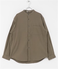 防皺起毛法蘭絨立領襯衫(摩卡色-M-MOCHA)