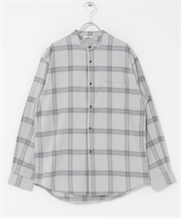 防皺起毛法蘭絨立領襯衫(格紋-M-CHECK)