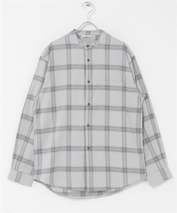 防皺起毛法蘭絨立領襯衫