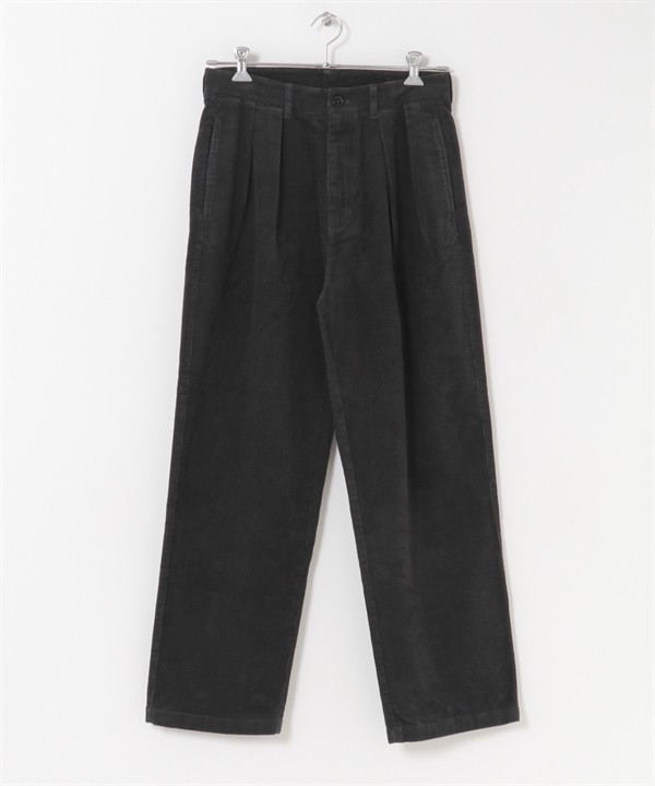 雙褶寬畝燈芯絨長褲(炭灰色-M-CHARCOAL GRAY)