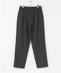 混羊毛人字紋輕便長褲(黑色-M-BLACK)