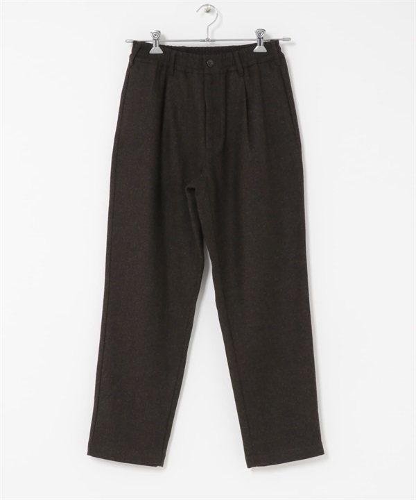 混羊毛人字紋輕便長褲(棕色-M-BROWN)