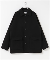 針織麥爾登填充短大衣(黑色-M-BLACK)