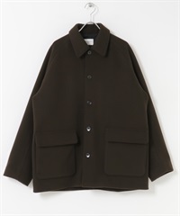 針織麥爾登填充短大衣(棕色-M-BROWN)