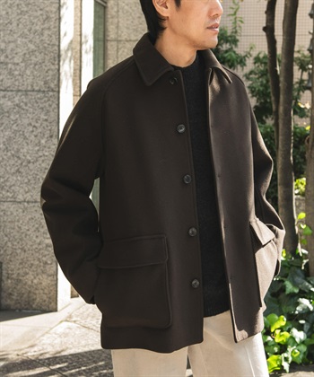 針織麥爾登填充短大衣