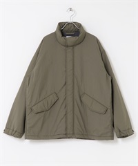 填充短版軍裝風大衣(橄欖綠格紋-M-OLIVE)