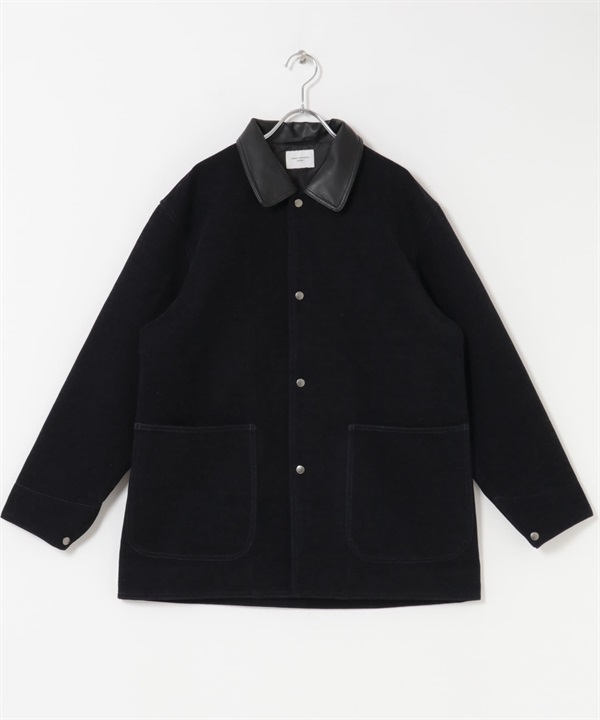 靛染雪尼爾紗工裝夾克(藏青色-M-NAVY)