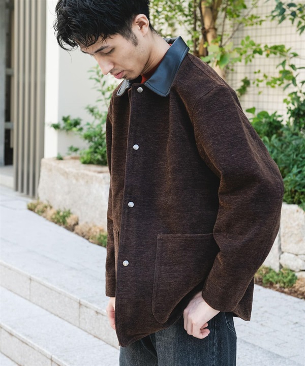 靛染雪尼爾紗工裝夾克