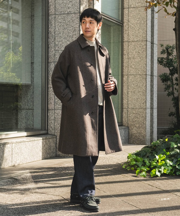 羊毛麥爾登呢立領大衣