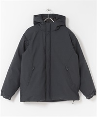 防潑水羊毛混紡連帽羽絨外套(炭灰色-M-CHARCOAL GRAY)