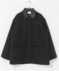 羊毛混紡工裝夾克(黑色-M-BLACK)