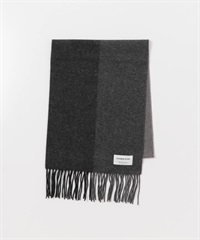 混喀什米爾色塊圍巾(炭灰色-one-CHARCOAL GRAY)
