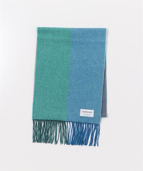 混喀什米爾色塊圍巾(藍色-one-BLUE)