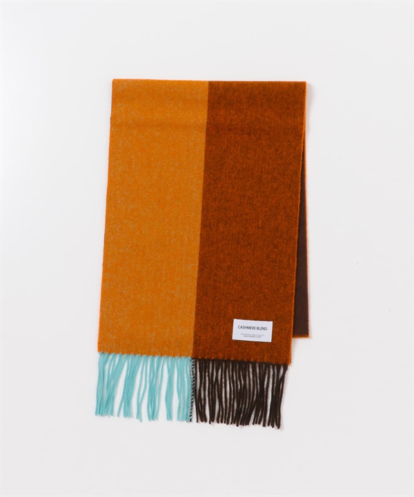 混喀什米爾色塊圍巾(橘色-one-ORANGE)