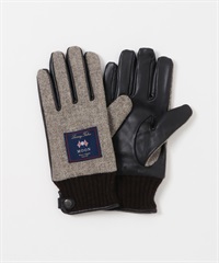 MOON粗花呢皮革手套(膚色-one-BEIGE)