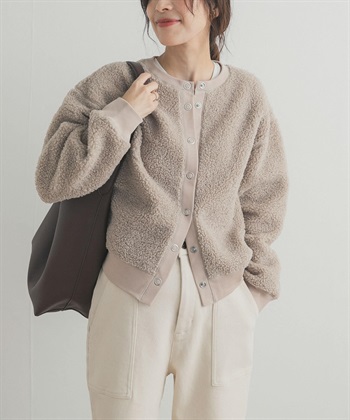 鬈曲絨毛開襟衫