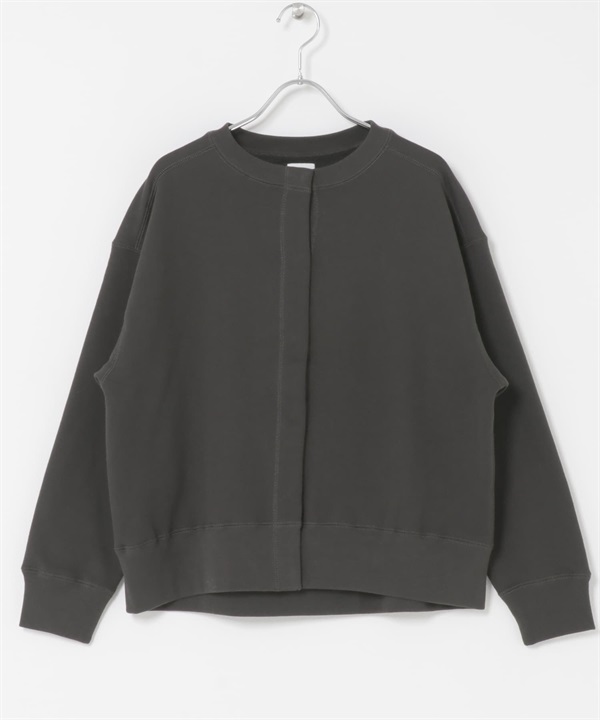 裏起毛壓扣開襟衫(炭灰色-FREE-CHARCOAL GRAY)