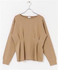 輕盈空氣層腰部打褶套衫(駝色-M-CAMEL)