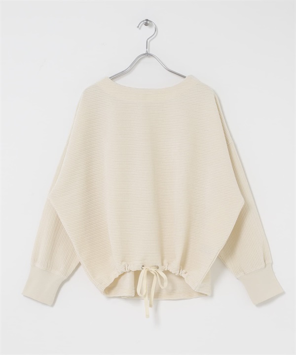 畝條抽繩套衫(象牙白-FREE-IVORY)