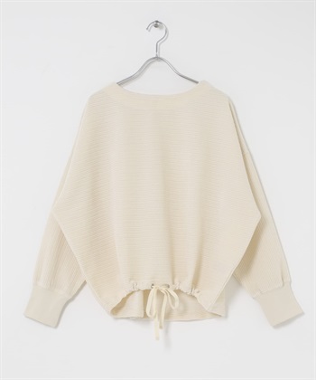 畝條抽繩套衫(象牙白-FREE-IVORY)