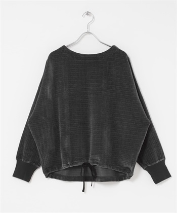 畝條抽繩套衫(炭灰色-FREE-CHARCOAL GRAY)