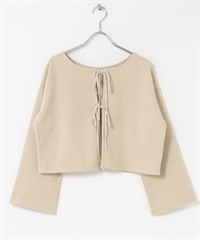 絲絨蝴蝶結開襟衫(原色-M-NATURAL)