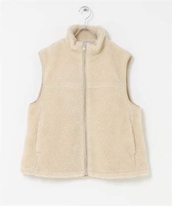 絨毛拉鍊背心(米色-FREE-OFF WHITE)