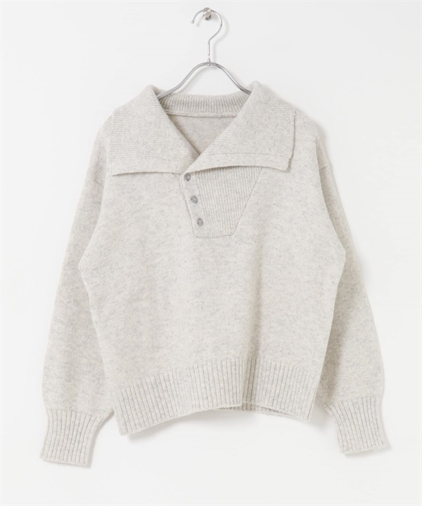 大領片設計針織衫(灰色-FREE-LIGHT GRAY)